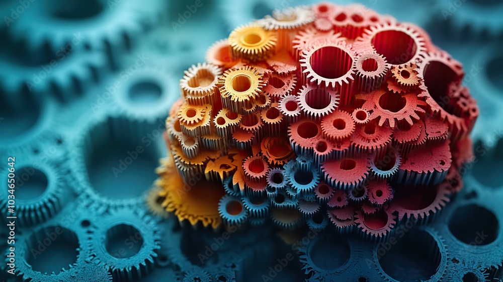 brain with colorful gears symbolizing innovative thinking smart ideas and creative thoughts perfect for concepts related to intelligence creativity and problem solving.stock image brain with colorful gears symbolizing innovative thinking smart ideas and creative thoughts perfect for concepts related to intelligence creativity and problem solving.stock image