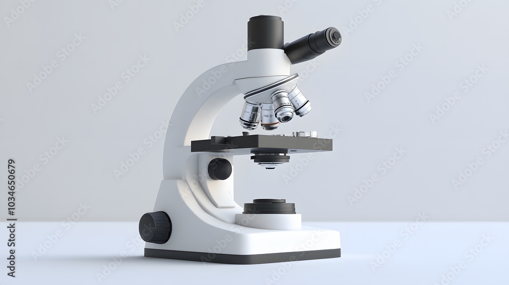 White Traditional Microscope 3d illustration 3d render. White Traditional Microscope 3d illustration 3d render.
