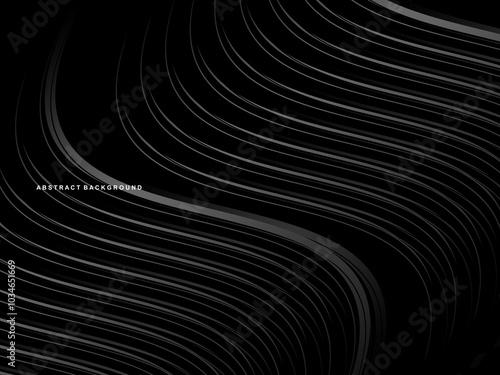 Abstract futuristic dark black background with modern wave design. Realistic 3d wallpaper with flowing lines. Perfect background for posters, websites, brochures, banners, apps, etc.