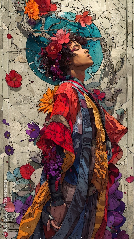 Surreal Portrait of a Woman with Flowers Surreal Portrait of a Woman with Flowers