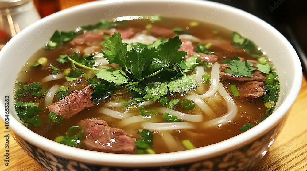 Organic beef pho with rice noodles, fresh herbs, and thinly sliced beef in a rich broth, organic beef pho, Vietnamese comfort food Organic beef pho with rice noodles, fresh herbs, and thinly sliced beef in a rich broth, organic beef pho, Vietnamese comfort food