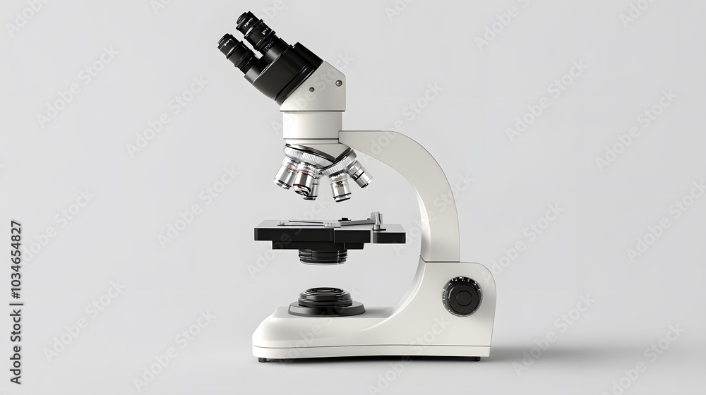 White Traditional Microscope 3d illustration 3d render. White Traditional Microscope 3d illustration 3d render.
