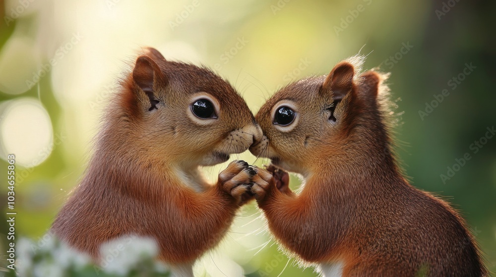 Two Squirrels Nose to Nose Two Squirrels Nose to Nose