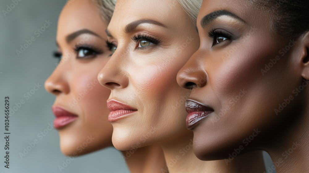 Lined up women face profiles, politics Lined up women face profiles, politics