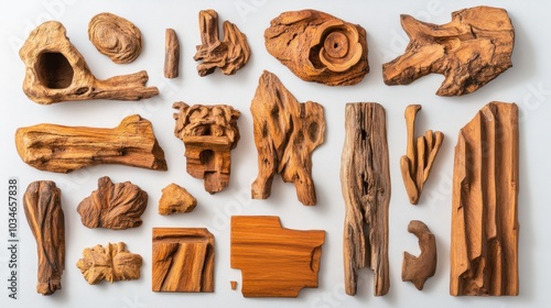 Diverse Collection of Wooden Textures and Shapes