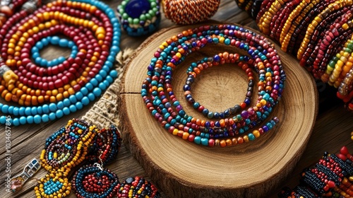 Colorful Beaded Jewelry and Accessories Display