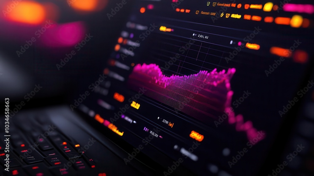 Close-up view of a laptop displaying colorful data analytics graphs, showcasing trends and statistics in a digital workspace. Close-up view of a laptop displaying colorful data analytics graphs, showcasing trends and statistics in a digital workspace.