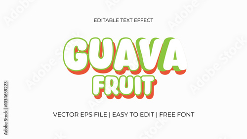Colorful Editable Text Effect for Guava Fruit Design