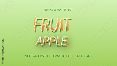 Editable text effect featuring the words "Apple Fruit". Ideal for creative projects and fruit branding visuals.