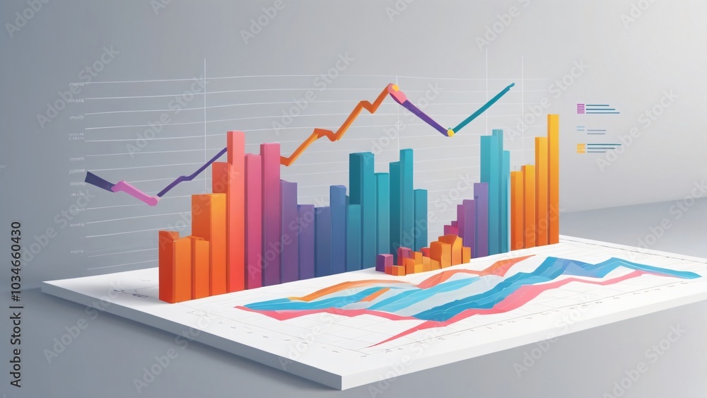 D Financial Chart with Data and Growth Trends D Financial Chart with Data and Growth Trends