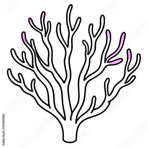 Purple Coral line art
 vector art 
