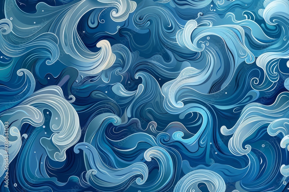 Seamless pattern background of beautiful blue ocean waves MONA Seamless pattern background of beautiful blue ocean waves MONA