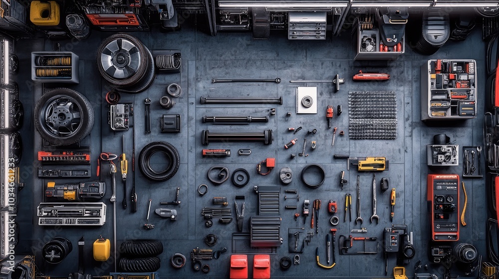 Organized Tools and Equipment in a Workshop Layout Organized Tools and Equipment in a Workshop Layout
