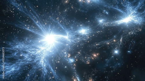 Galaxy background featuring a 3D cartoon rendering of nebula stardust and bright shining stars