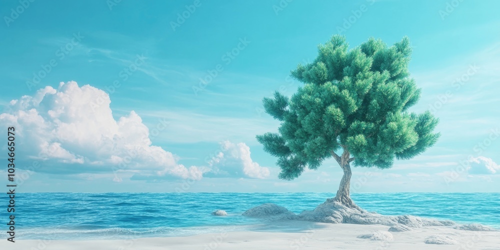 Pine tree by the ocean shore, Pine tree beside the ocean Stock ...