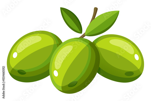  Green olives isolated on white background vector art illustration photo