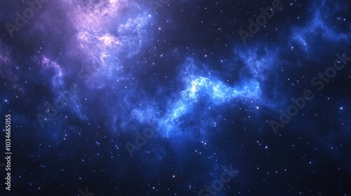 Blue space nebula in a 3D cartoon rendering High quality photo