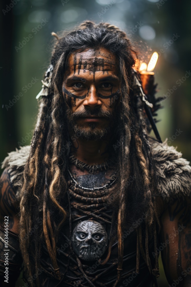Cultural insight: portrait of a shaman, reflecting authenticity and intimate relationship with nature, spiritual healing, timeless knowledge that embodies shamanic way of life. Cultural insight: portrait of a shaman, reflecting authenticity and intimate relationship with nature, spiritual healing, timeless knowledge that embodies shamanic way of life.