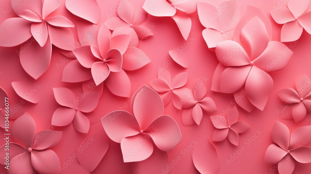Obraz premium Abstract pink geometric floral shapes background ideal for product showcase in 3D render