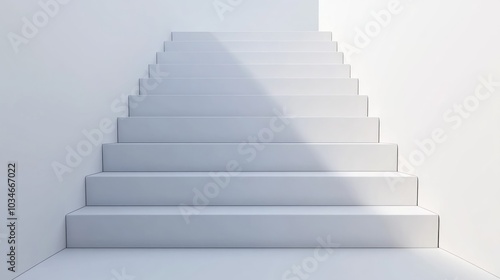Front view of white stairs Blank mockup for a platform or podium
