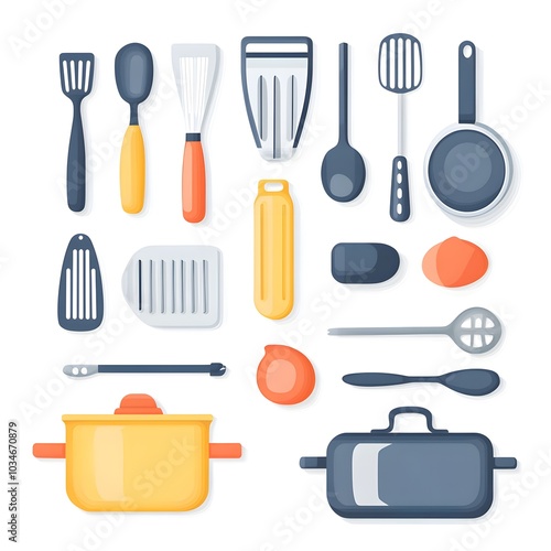 Kitchen Utensils Cartoon Vector Illustration Set