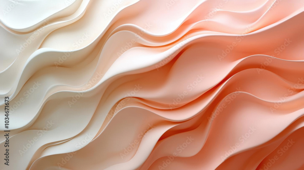 A pastel 3D wall texture featuring smooth, undulating waves in soft coral and peach tones, creating a calming aesthetic with ample space for text A pastel 3D wall texture featuring smooth, undulating waves in soft coral and peach tones, creating a calming aesthetic with ample space for text