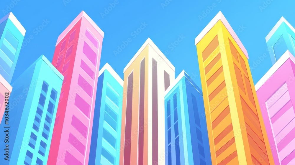Bright and bold, this sleek flat design showcases vibrant skyscrapers perfect for giving any project a lively touch. Bright and bold, this sleek flat design showcases vibrant skyscrapers perfect for giving any project a lively touch.