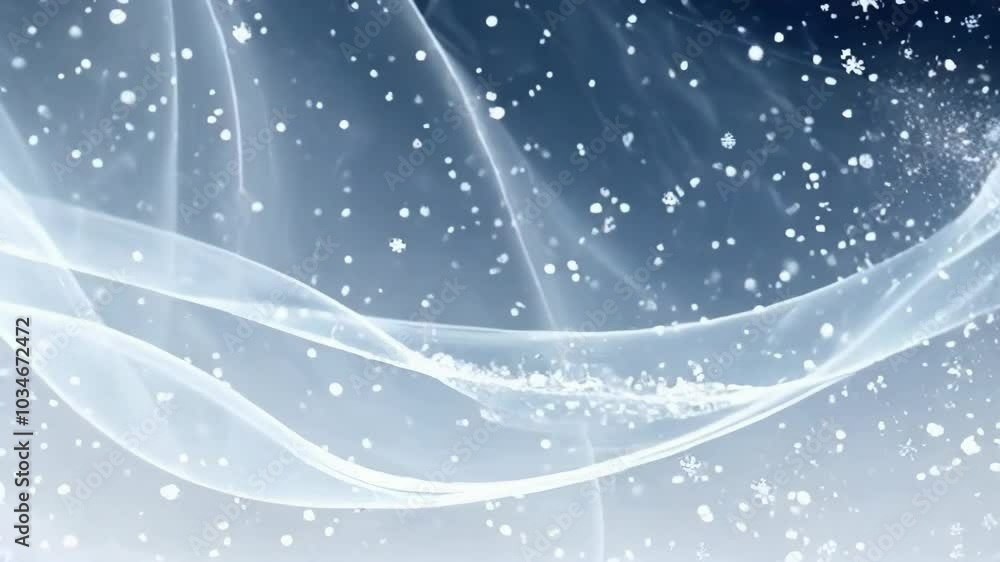 A snow-covered landscape with a blue sky and a white ribbon A snow-covered landscape with a blue sky and a white ribbon