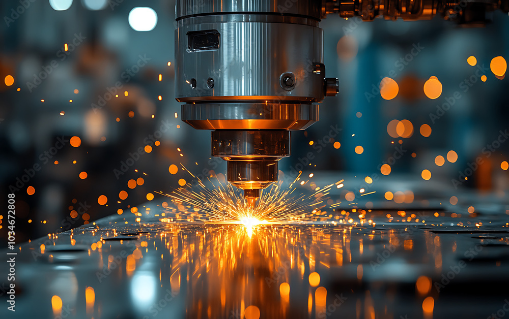 Industrial Welding Machine: Sparks in Metal Manufacturing Background Industrial Welding Machine: Sparks in Metal Manufacturing Background