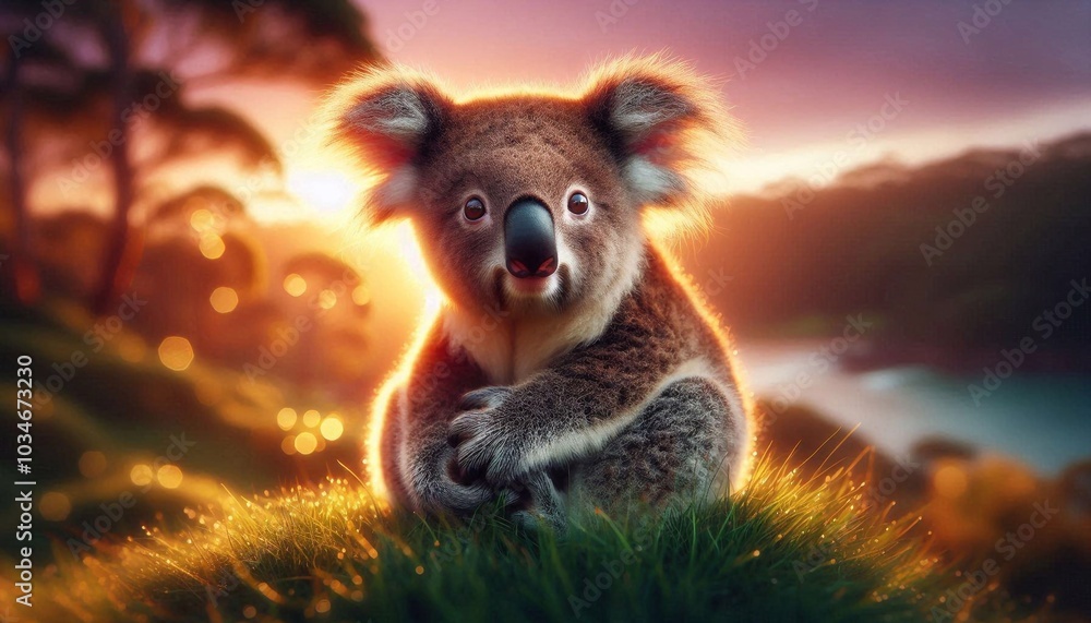 Fototapeta premium Koalabär im Sonnenuntergang