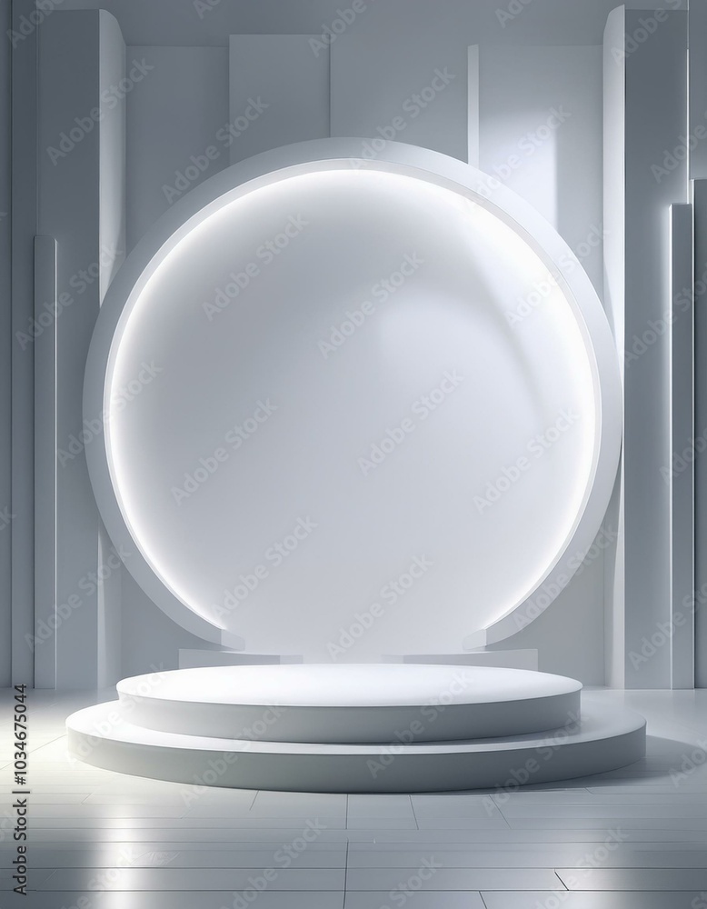 Mockup of a white podium for award presentations, set in a clean studio environment. This 3D pedestal is ideal for displaying products, with soft shadows on a white background Mockup of a white podium for award presentations, set in a clean studio environment. This 3D pedestal is ideal for displaying products, with soft shadows on a white background