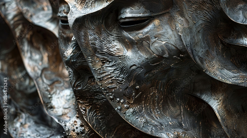 Abstract Metal Sculpture: Close-Up Detail of Geometric Shapes and Texture Abstract Metal Sculpture: Close-Up Detail of Geometric Shapes and Texture