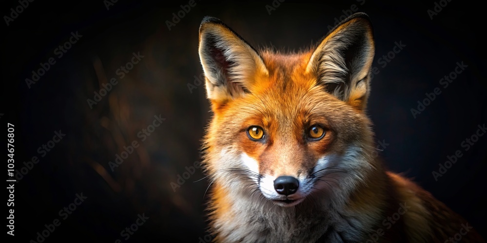 A Curious Gaze A Fox's Amber Eyes Piercing the Darkness, Reflecting the Golden Hues of the Undergrowth A Curious Gaze A Fox's Amber Eyes Piercing the Darkness, Reflecting the Golden Hues of the Undergrowth