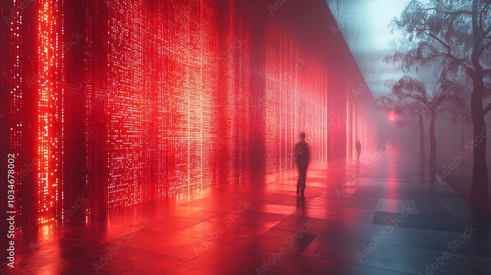 Futuristic Virtual Space with Textured Walls Futuristic Virtual Space with Textured Walls