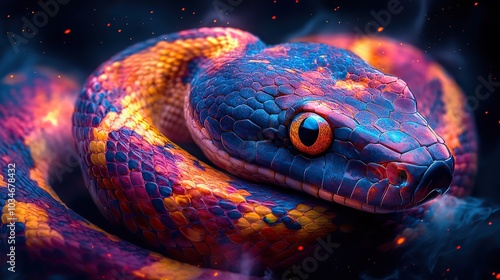 vibrant colorful snake symbolizing python programming language s flexibility and power photo