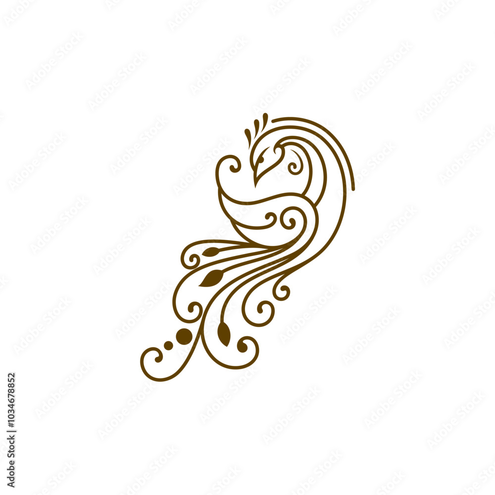 peacock icon with very beautiful tail, line style peacock icon with very beautiful tail, line style