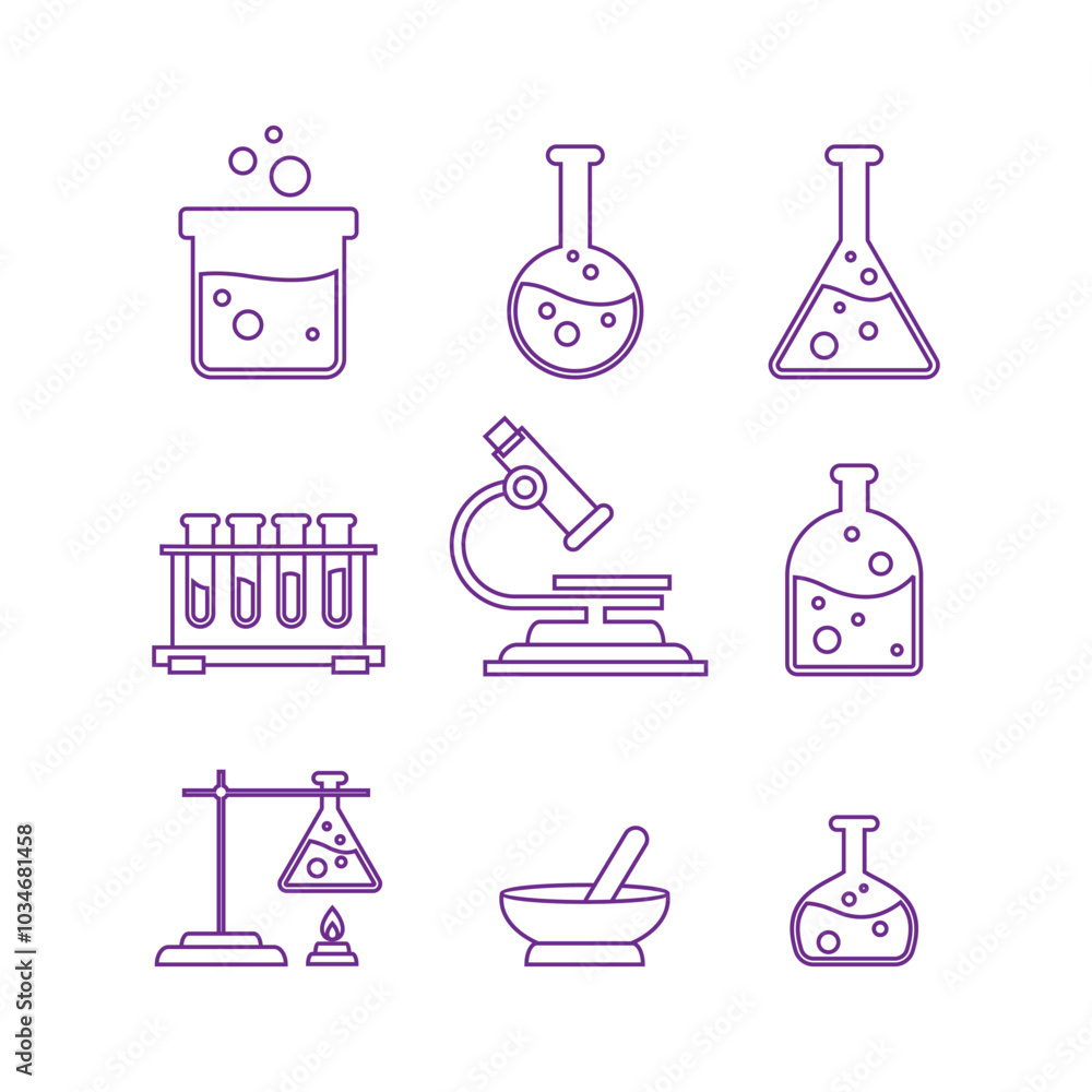 Science Lab Elements Collection Line Vector Science Lab Elements Collection Line Vector