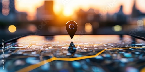 small business, GPS tracking concept, digital UX/UI, geolocation