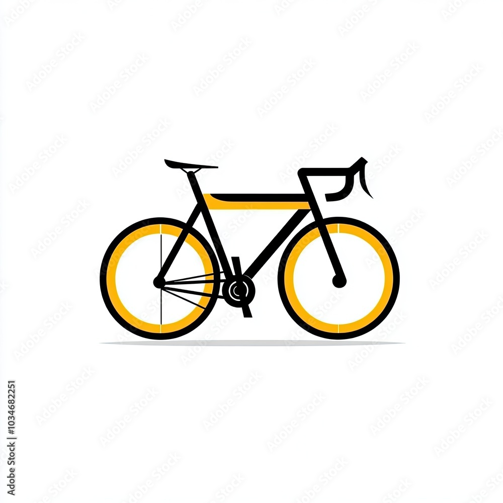 Black and Yellow Road Bicycle with Shadow Black and Yellow Road Bicycle with Shadow