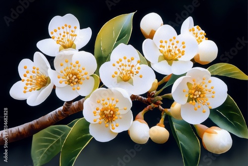 A soft watercolor painting of Yamabuki blossoms, blending gentle yellows and greens photo