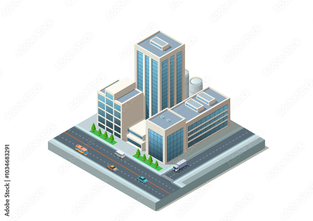 Modern Isometric Industrial Building Modern Isometric Industrial Building