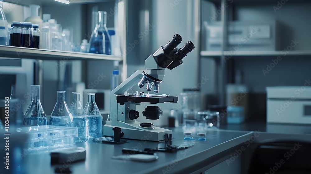 Research laboratory healthcare and medicine microscope. Research laboratory healthcare and medicine microscope.