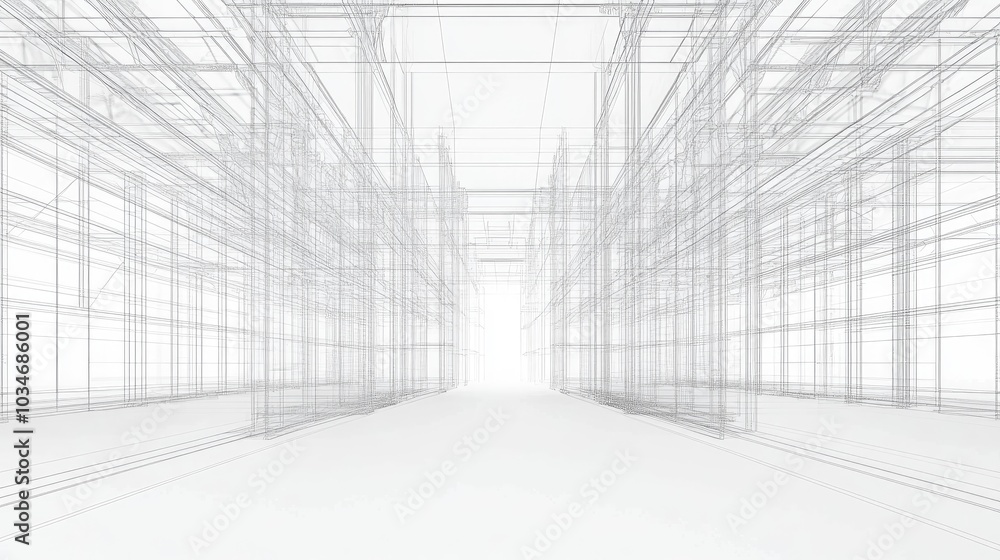 Fototapeta premium 3D wireframe perspective of a structure