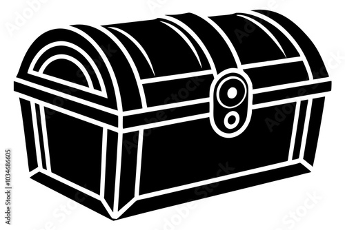 A silhouette wooden treasure chest icon and vector illustration