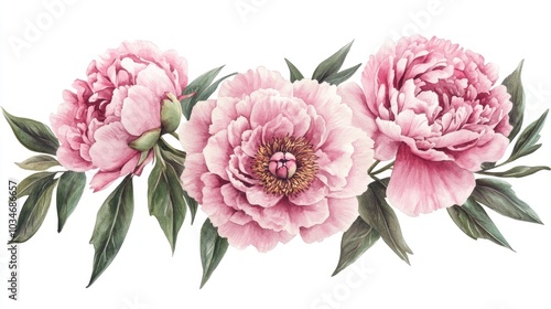 Wallpaper Mural Pink Peonies Isolated Watercolor Illustration Botanical Art on Transparent Background for Greeting Cards and Home Decor Torontodigital.ca