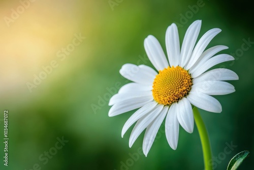 A macro shot of a delicate white daisy with a yellow center