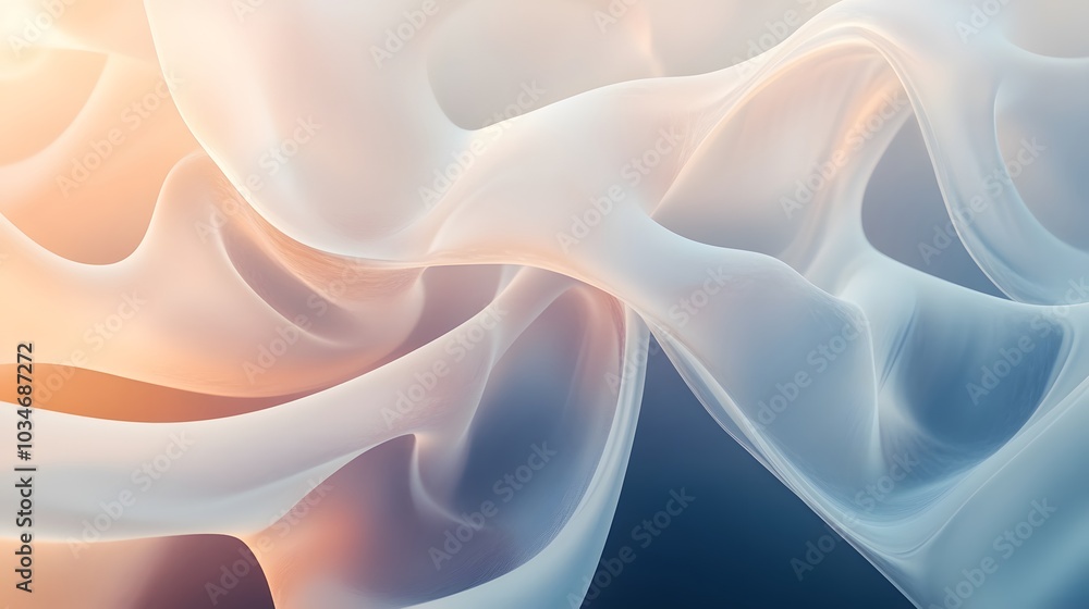 Fototapeta premium Seamless abstract waves and curves blending into translucent layers in a fluid motion