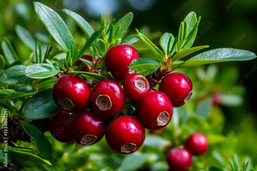 Gaultheria growing under the shade of pine trees, their berries catching soft light Gaultheria growing under the shade of pine trees, their berries catching soft light