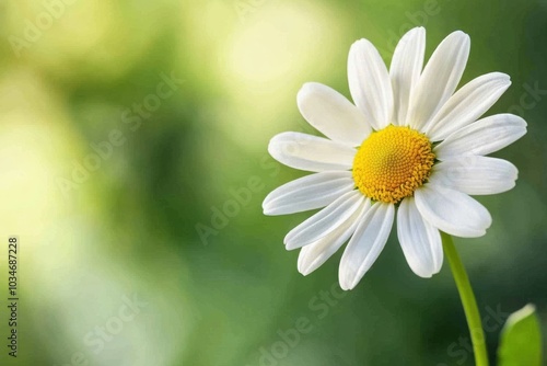 A macro shot of a delicate white daisy with a yellow center