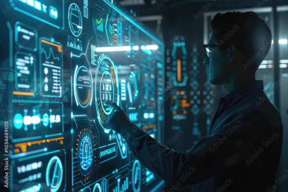 Futuristic scene with a holographic financial advisor offering AI-driven financial advice through a digital interface, symbolizing modern personal finance Futuristic scene with a holographic financial advisor offering AI-driven financial advice through a digital interface, symbolizing modern personal finance